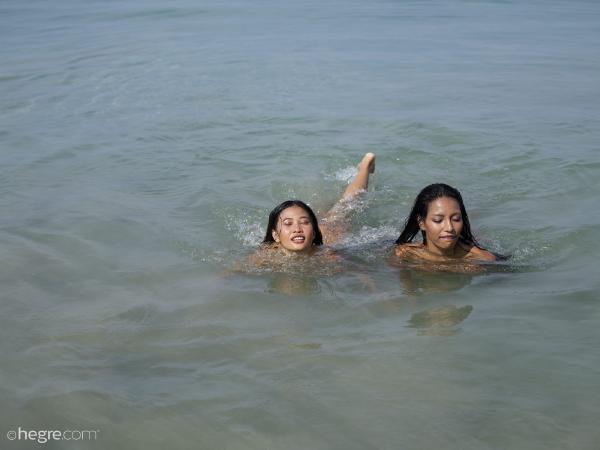 Chloe and Hiromi beach fun #51